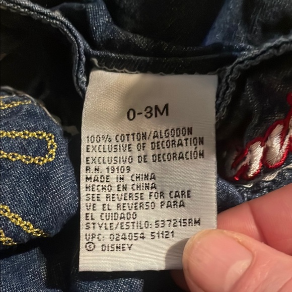 Disney Blue Denim Baby Outfit with Red Embroidery - Picture 2 of 2